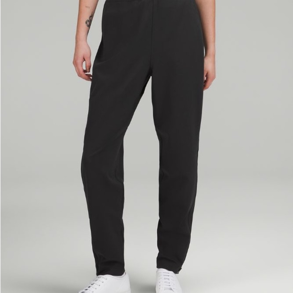 lululemon everlux high rise zip leg track pant full length in black size 10!